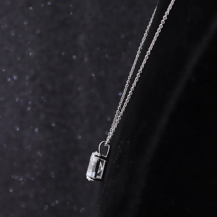 6.5x8.5mm, 1.50ct Oval Cut Lab-Grown Diamond Pendant Necklace in 18K Solid White Gold
