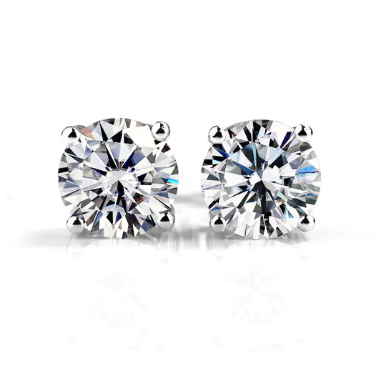 0.6/1/2/3ct Classic Stud Diamond Earrings in 18k Solid White Gold