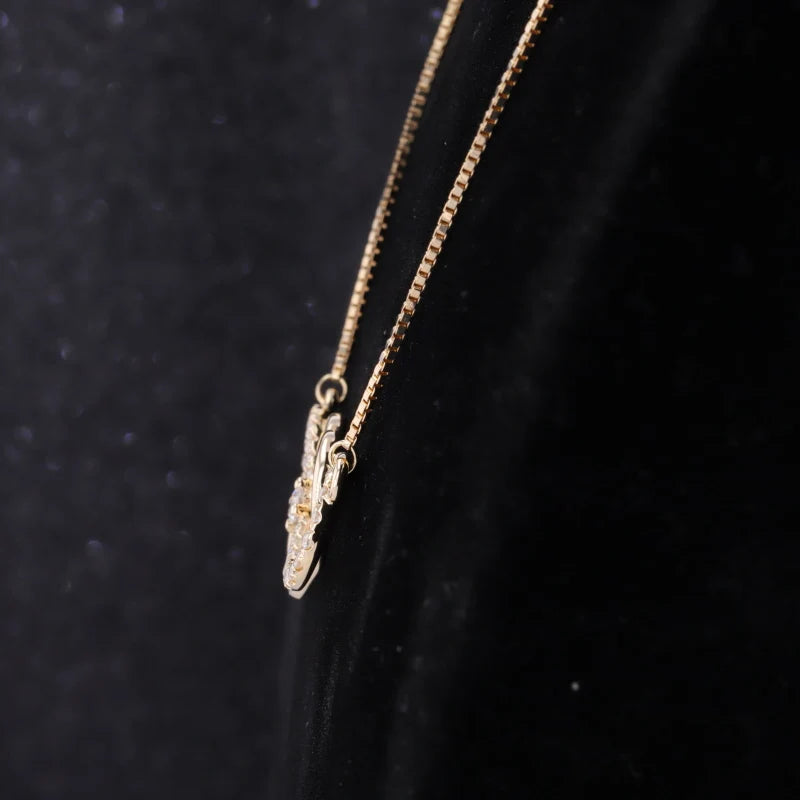 Heart and Infinity Pendant Diamond Necklace in 10K Solid Yellow Gold