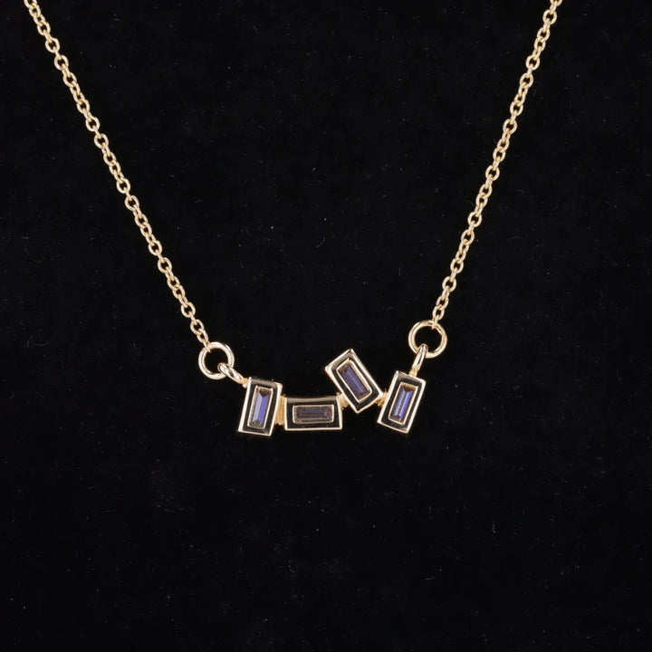 Irregular Emerald Cut Moissanite Pendant Necklace in 14K Solid Yellow Gold