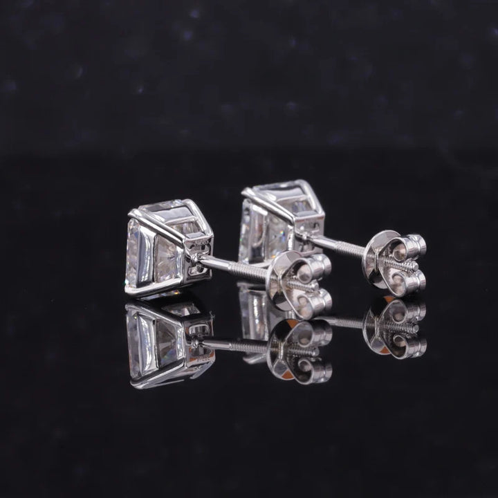 5.5mm, 2ctw Square-Radiant Cut Diamond Earrings in 14K Solid White Gold