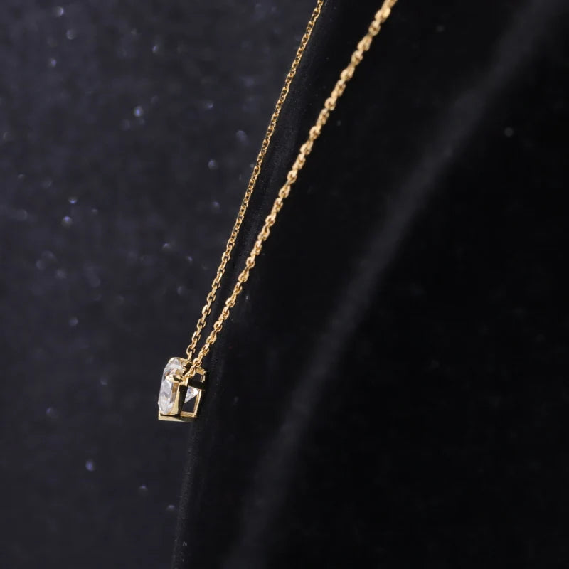 6.5*6.5mm Heart Cut Moissanite Pendant Necklace in 14K Solid Yellow Gold