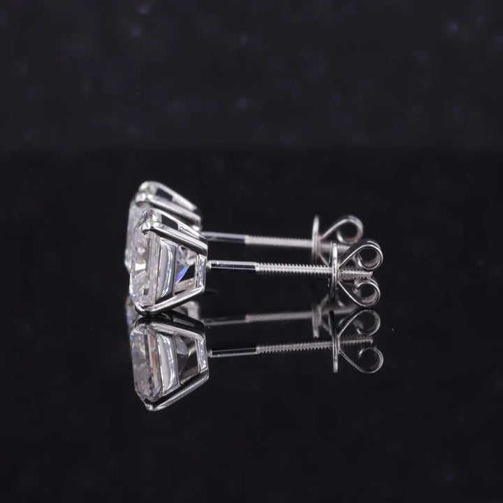 5.5mm, 2ctw Square-Radiant Cut Diamond Earrings in 14K Solid White Gold