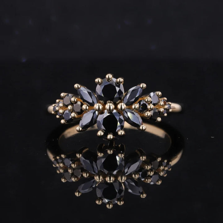 Floral Moissanite 14k Yellow Gold Ring Collection