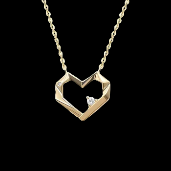 Simple Heart Diamond Charm Necklace in 18K Yellow Gold
