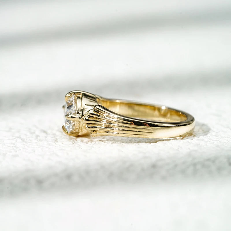 1.5ct Oval Diamond Vintage Ring with Matching 6-Stone Stacking Ring in 10K Solid Yellow Gold