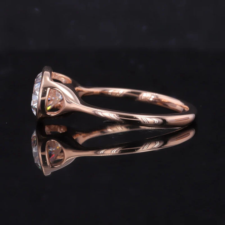 2.50ct Oval Lab-Grown Diamond East-to-West Bezel Set Ring in Rose Gold