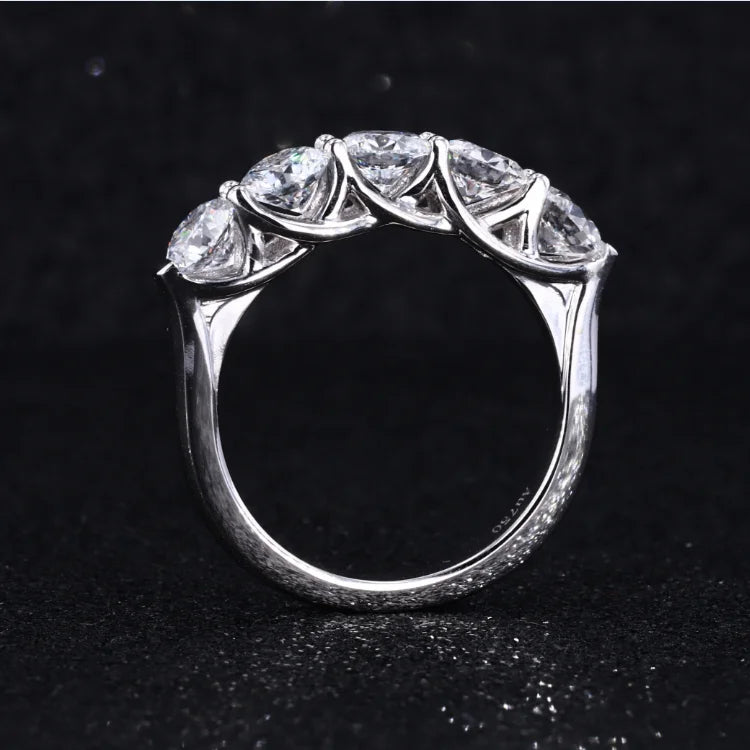 3.45mm Five Stone Diamond Ring in 14K Solid Yellow/White/Rose Gold