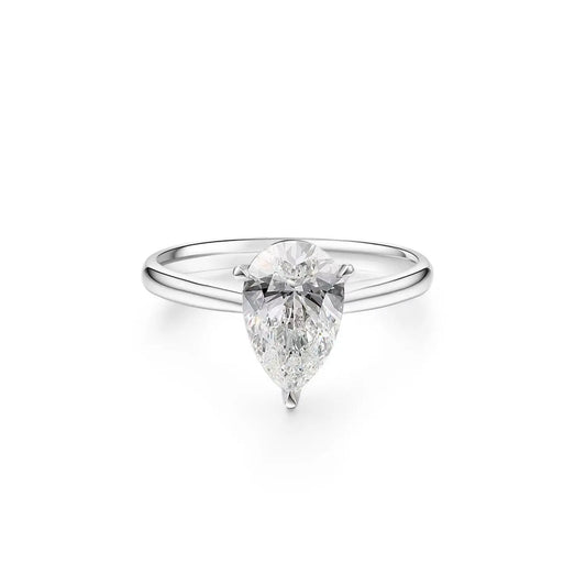 1.1-3.1ct Pear Cut Solitaire VVS1 Diamond Ring in 18K White Gold