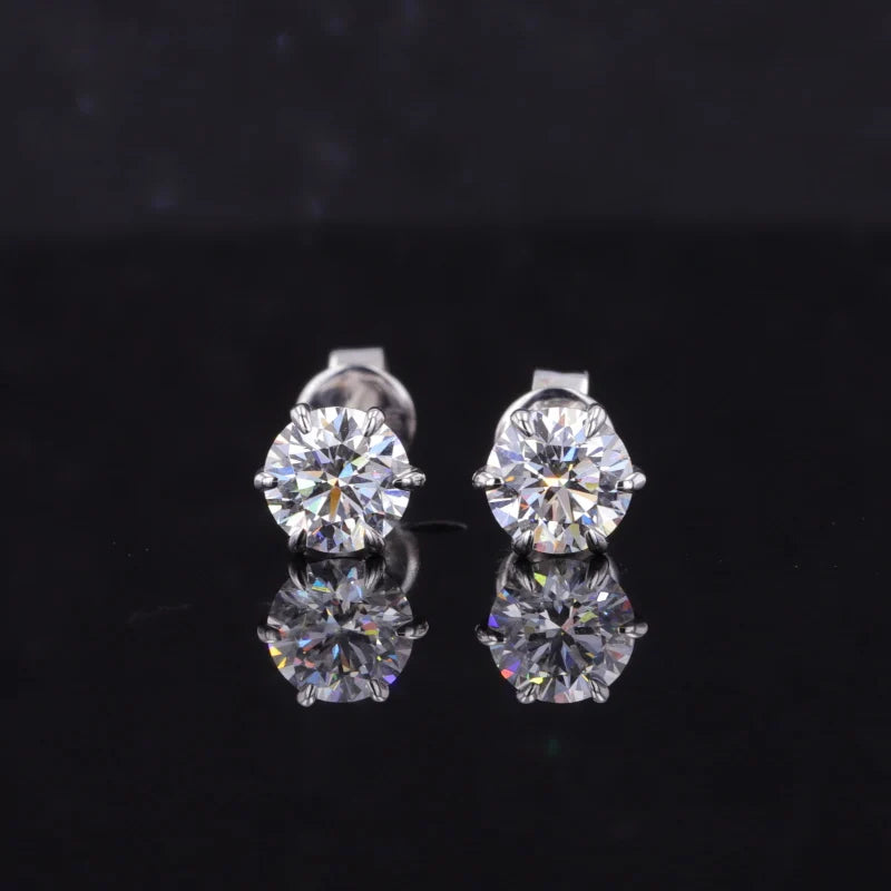 5mm Round Cut Moissanite Earrings in 18K Solid White Gold