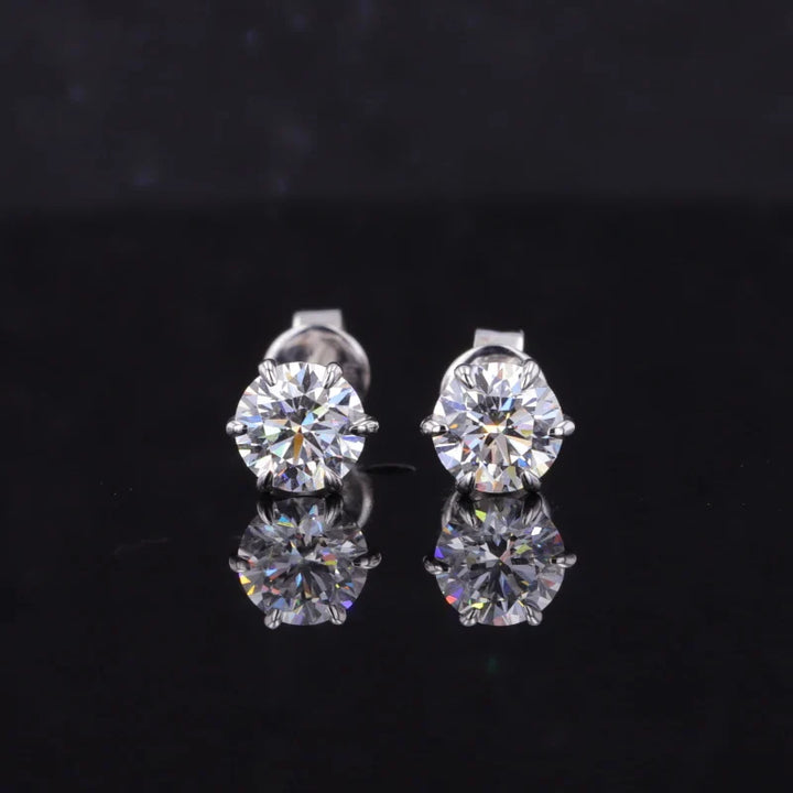 5mm Round Cut Moissanite Earrings in 18K Solid White Gold
