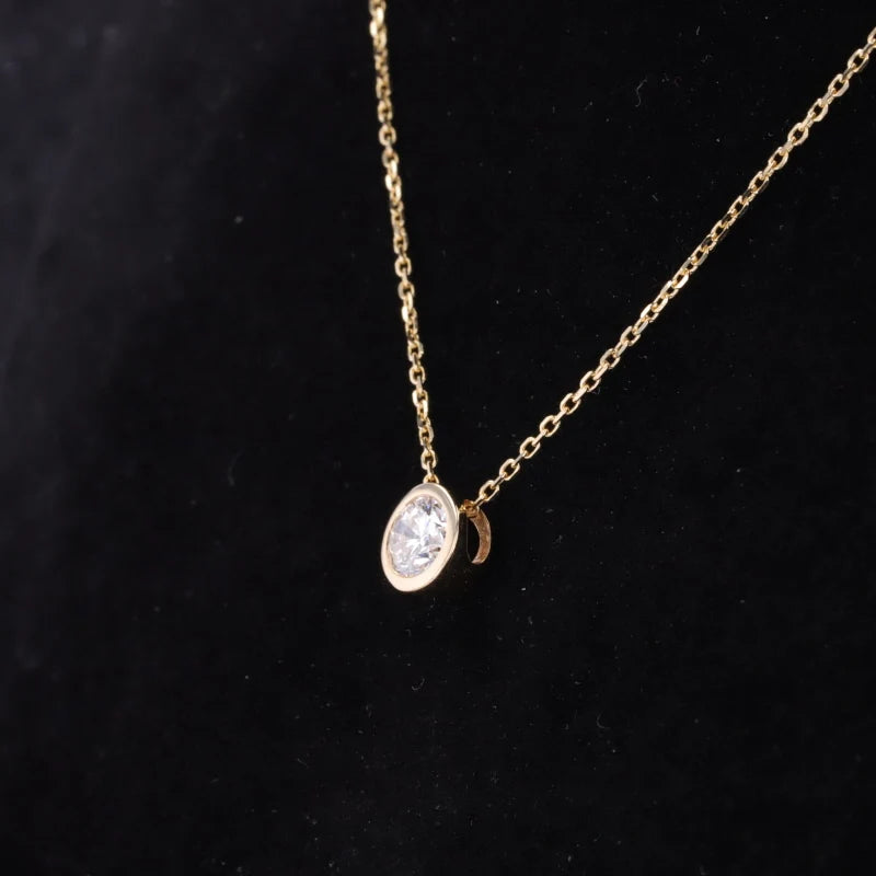 4mm Round Cut Diamond Pendant with Rolo Necklace in 14K YellowWhite/Rose Gold