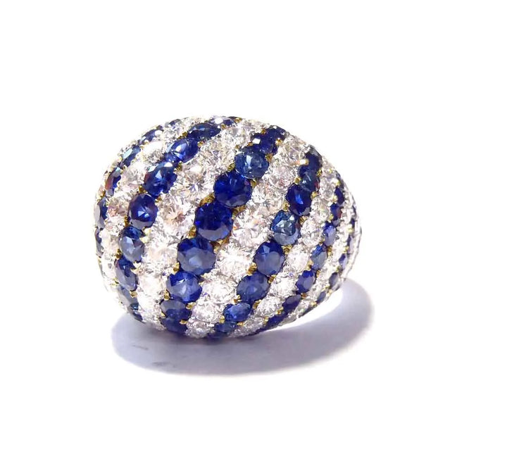 9.00ctw Natural Madagascar Sapphire Diamond Band Ring in 18K Rose/White/Yellow Gold