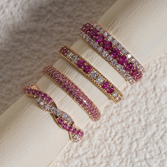 Ruby Eternity Ring Collection in 14K Solid Yellow Gold
