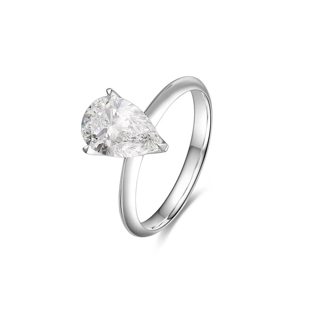 2.00ct Pear Lab-Grown Diamond Solitaire Ring with Basket Prongs in White Gold