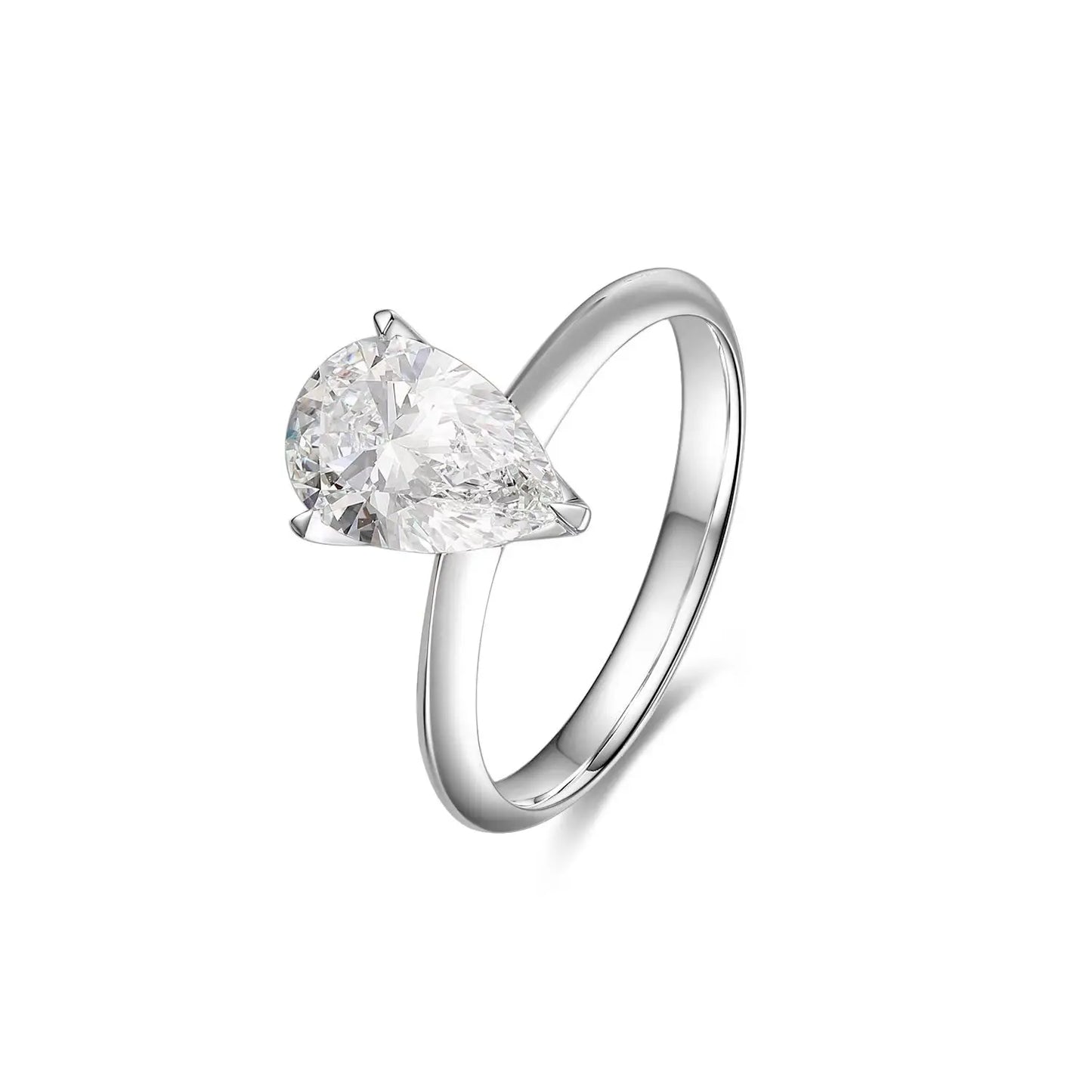 1.1-3.1ct Pear Cut Solitaire VVS1 Diamond Ring in 18K White Gold