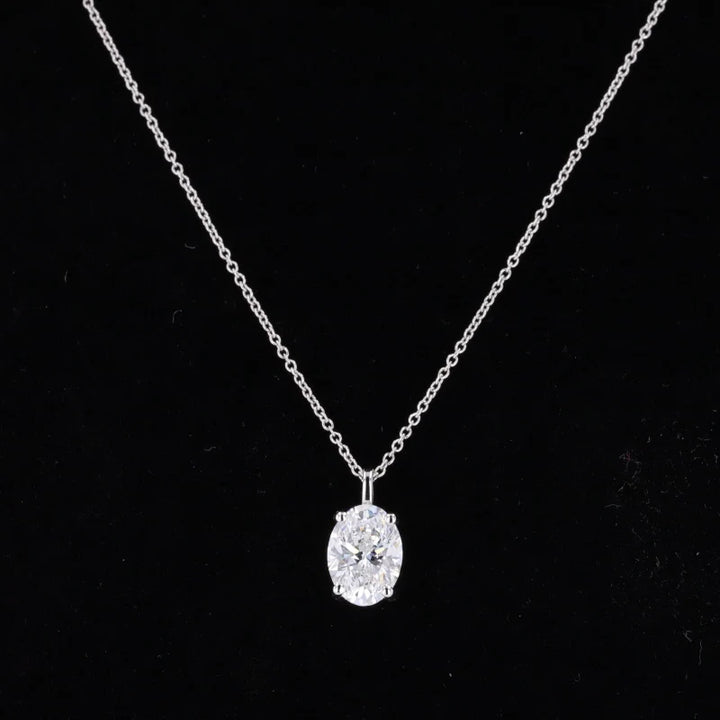 6.5x8.5mm, 1.50ct Oval Cut Lab-Grown Diamond Pendant Necklace in 18K Solid White Gold