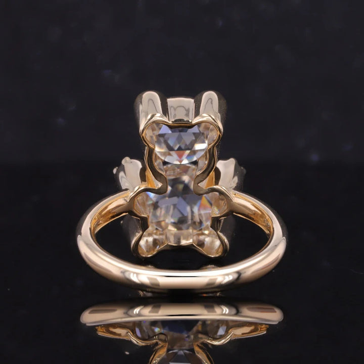 Bear Moissanite Ring in 14K Solid Yellow Gold