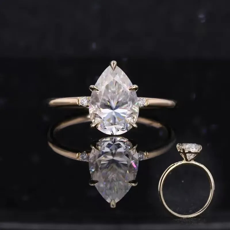 1 -1.25ct Moissanite Solitaire 14k Solid Yellow Gold Rings