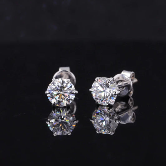 5mm Round Cut Moissanite Earrings in 18k Solid White Gold