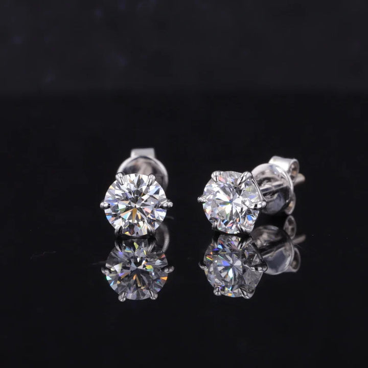 5mm Round Cut Moissanite Earrings in 18K Solid White Gold