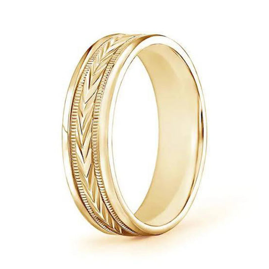 Classic Gold Band Men's Ring in 14K Yellow/White/Rose Gold with/without Diamond