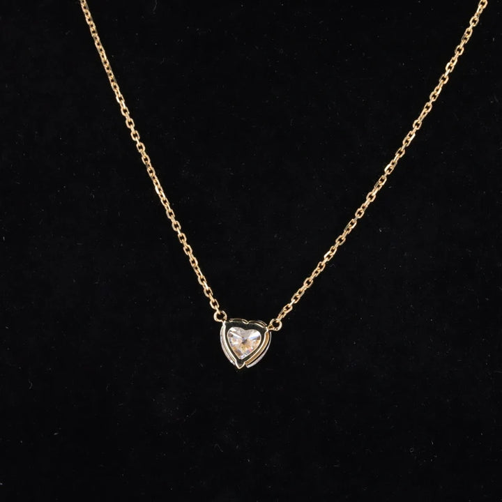 6.5*6.5mm Heart Cut Moissanite Pendant Necklace in 14K Solid Yellow Gold