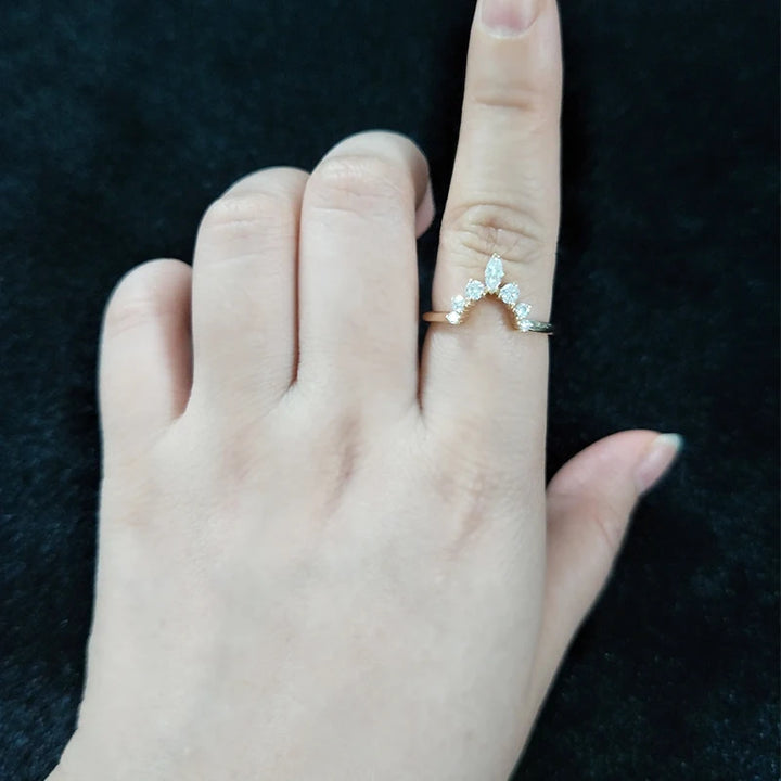 Crown Moissanite Ring in 18K Solid Yellow Gold