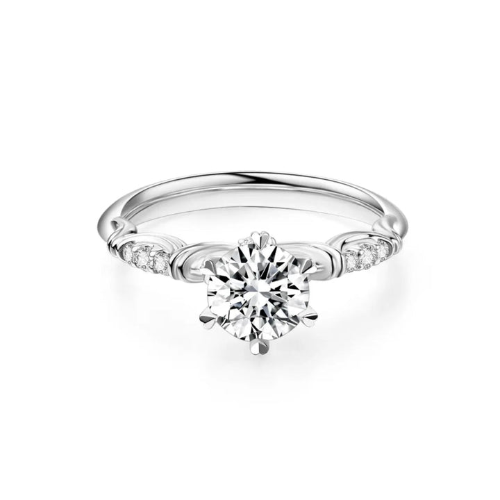 1.50ct Round Lab-Grown Diamond Solitaire Ring with Lily Pavé Band in White Gold
