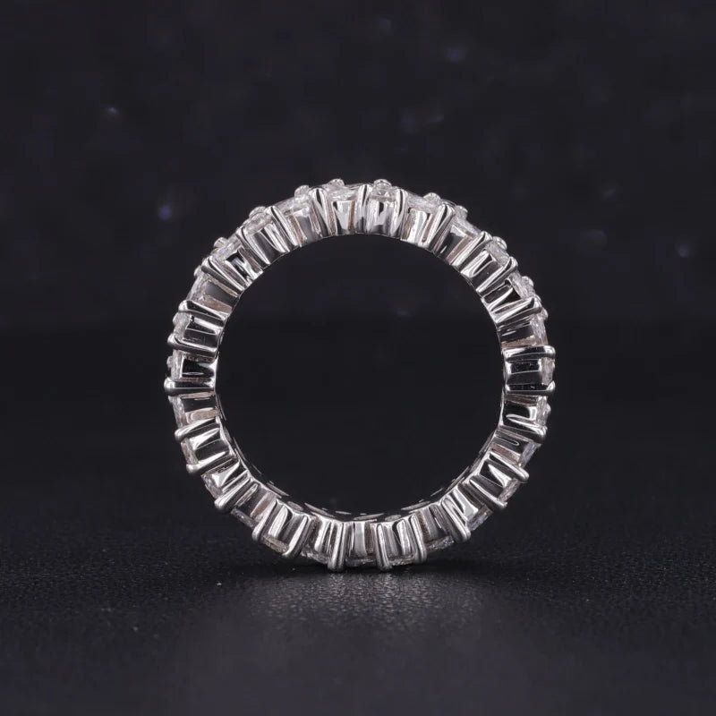 Marquise and Round Diamond Eternity Ring in 14K Solid White Gold