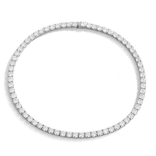 4/5/6.5mm Round Cut Moissanite Tennis Bracelet/Chain in Rhodium/ Yellow/Rose Gold-Plated S925 Silver