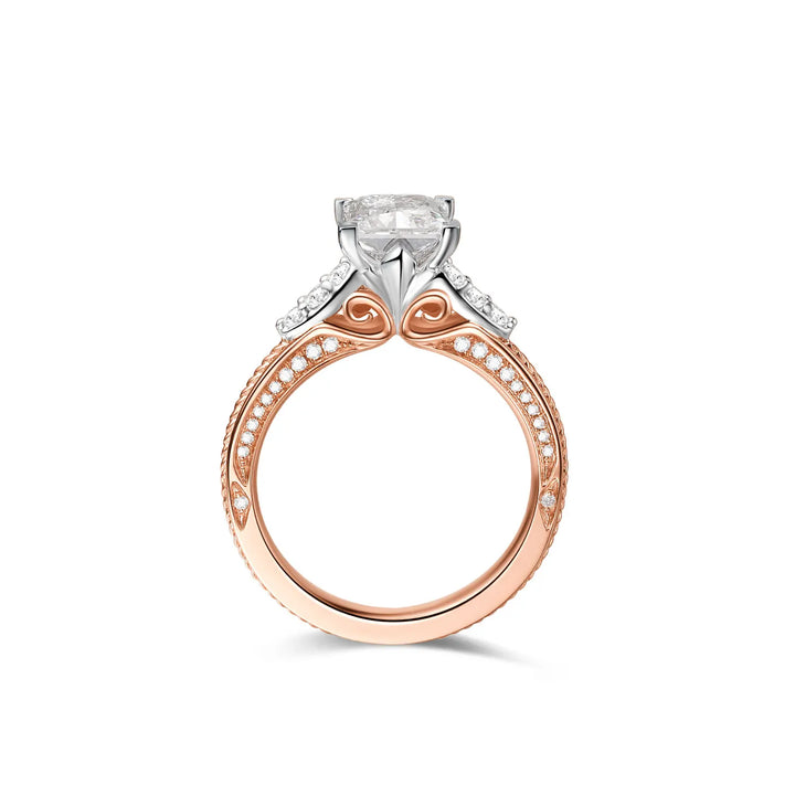 1.75ct Princess Lab-Grown Diamond Solitaire Two-Tone Ring with Side Pave Band and Accents in White and Rose Gold