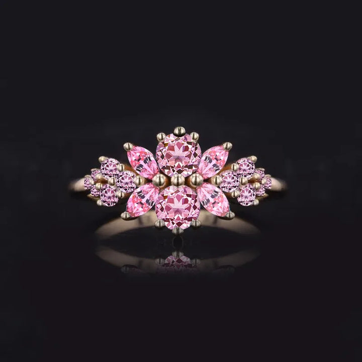 Floral Moissanite 14k Yellow Gold Ring Collection