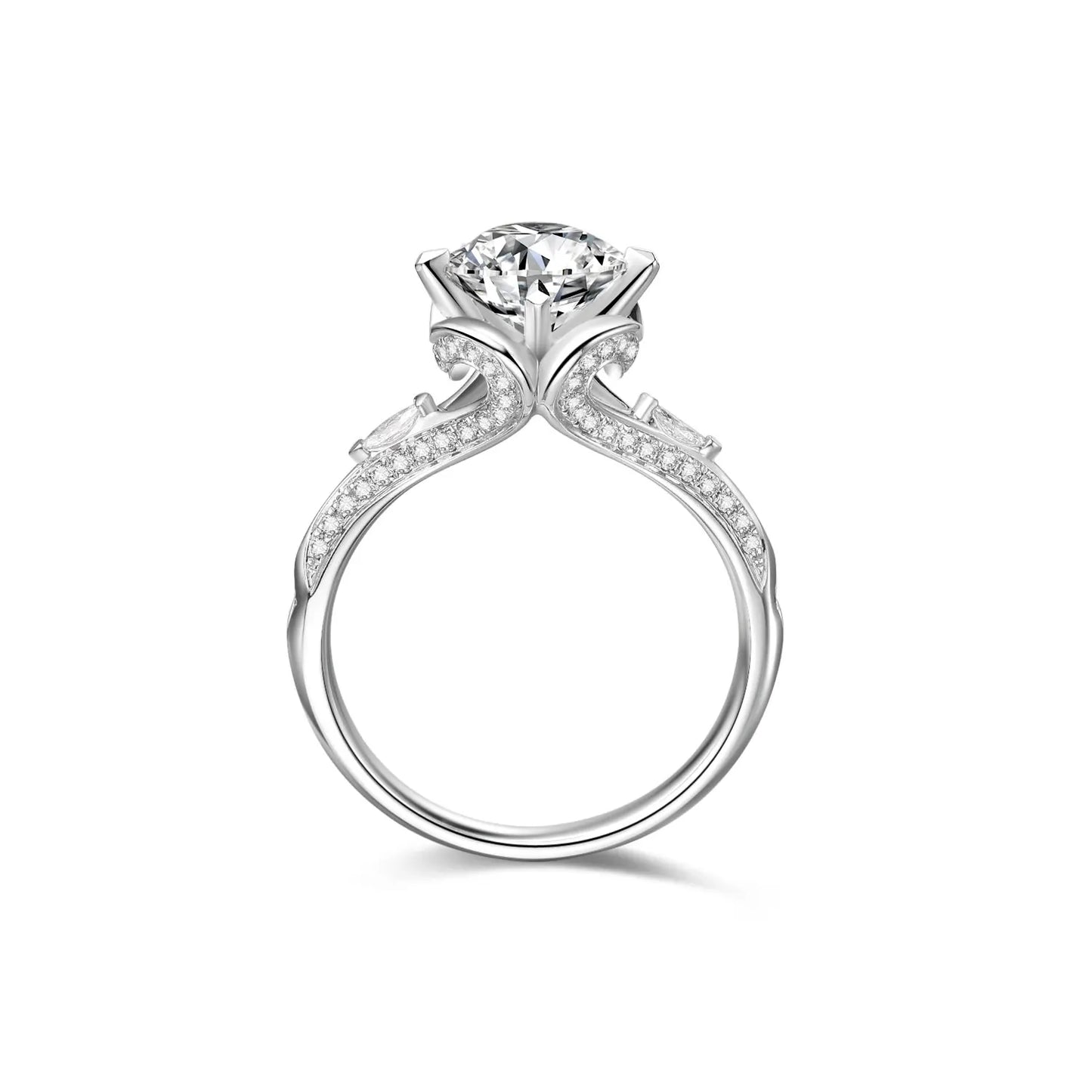 1.5-2ct Round Cut VVS1 Diamond Ring with in 18K Solid White Gold