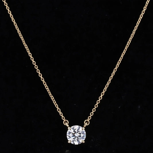 5mm Round Cut Moissanite Pendant Necklace in 10K White/Yellow Gold