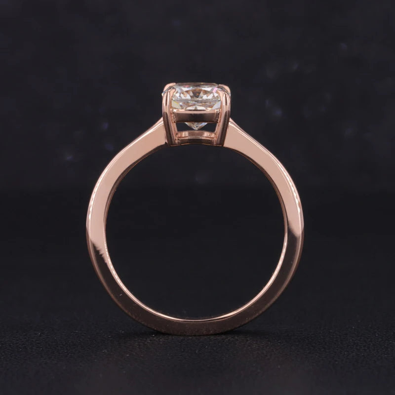 1.00ct Cushion Cut Diamond Solitaire Ring in 18K Solid Rose Gold