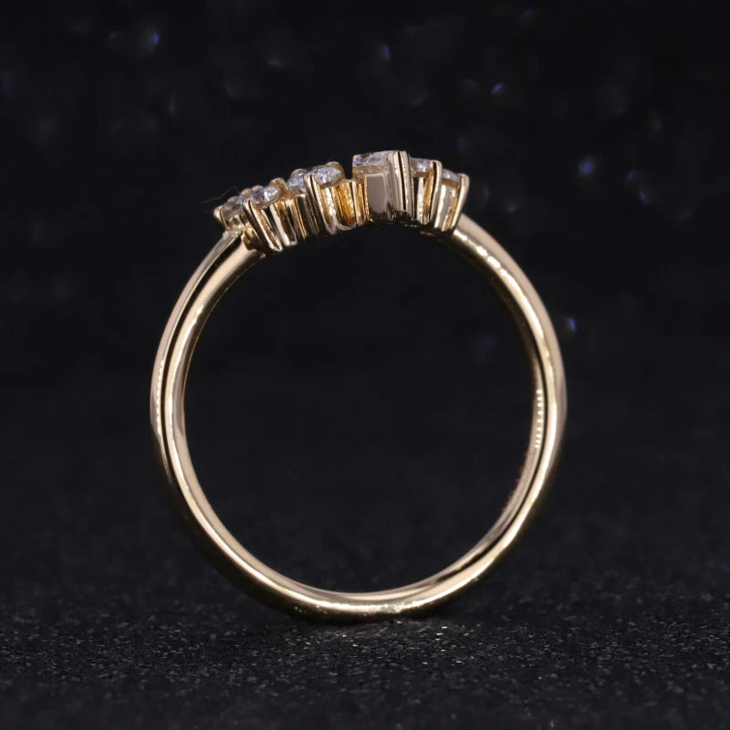 Crown Moissanite Ring in 18K Solid Yellow Gold