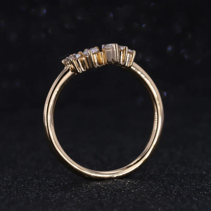 Crown Moissanite Ring in 18K Solid Yellow Gold