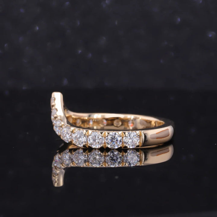 3mm Diamond Elongated Ring in 14K Solid Yellow Gold