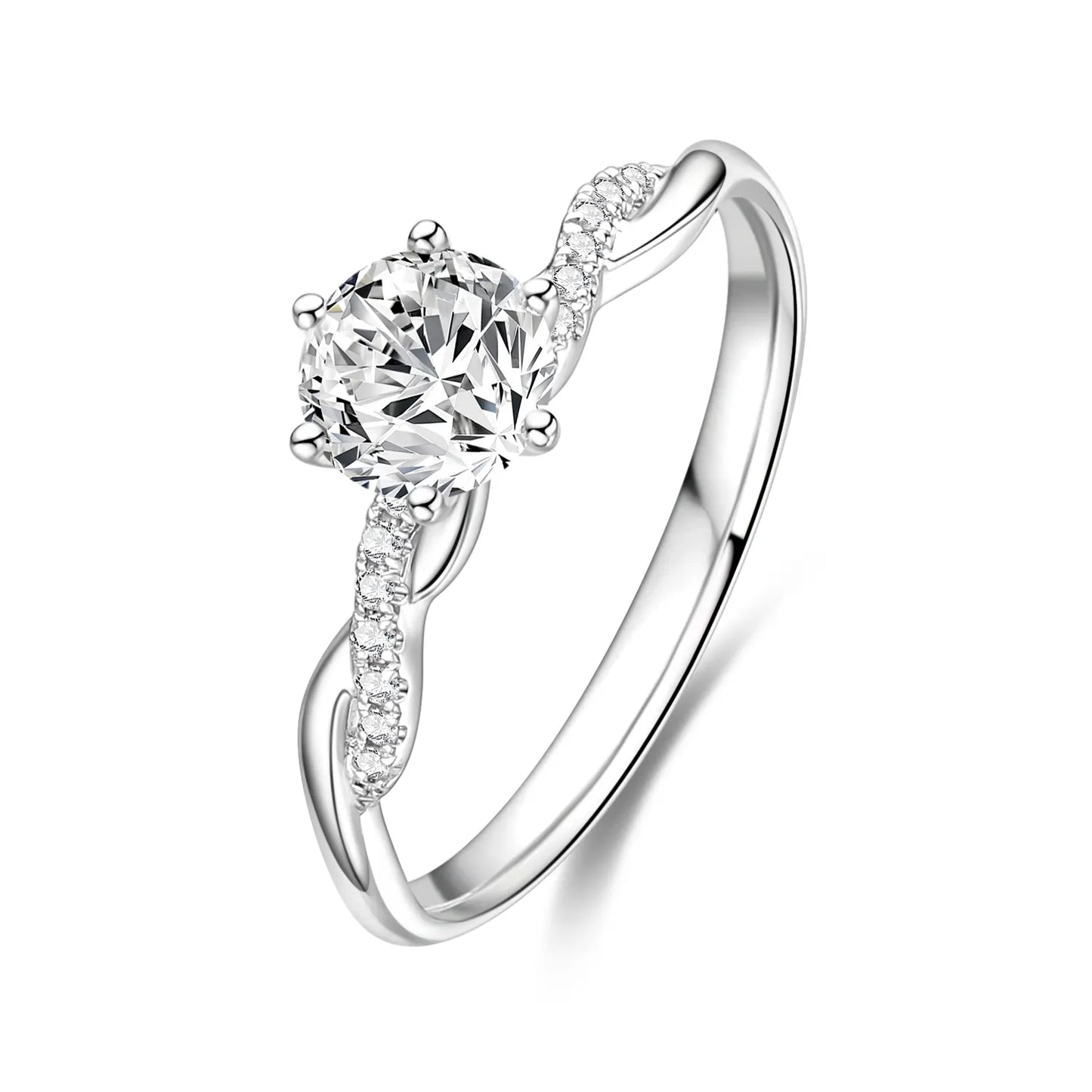 0.50ct Round Lab-Grown Diamond Solitaire Ring with Twisted Band in White Gold