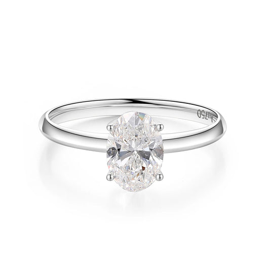 1 - 1.5ct Oval Solitaire VVS1 Diamond Ring in 18K Solid White Gold