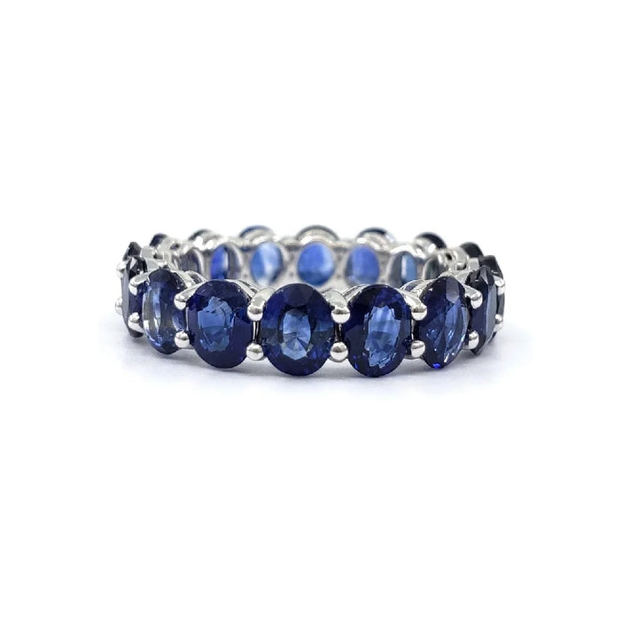 6.76ctw Oval Natural Madagascar Sapphire Full-Eternity Band Ring in 18K Yellow/White/Rose Gold