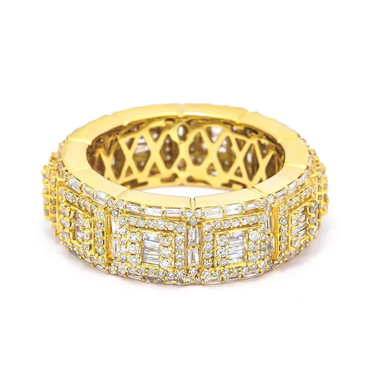 Moissanite Pave Ring in 10K Solid Yellow Gold