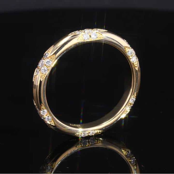 Lacie Shape Bague Femme Diamond Ring in 14K Solid White/Yellow Gold