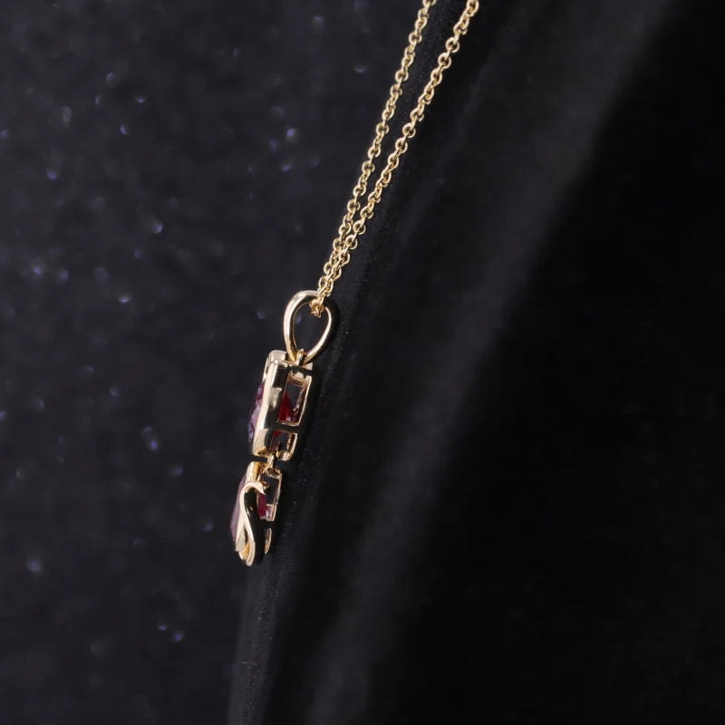 Oval and Pear Alexandrite Cat Pendant/Necklace in 10K Solid Yellow Gold