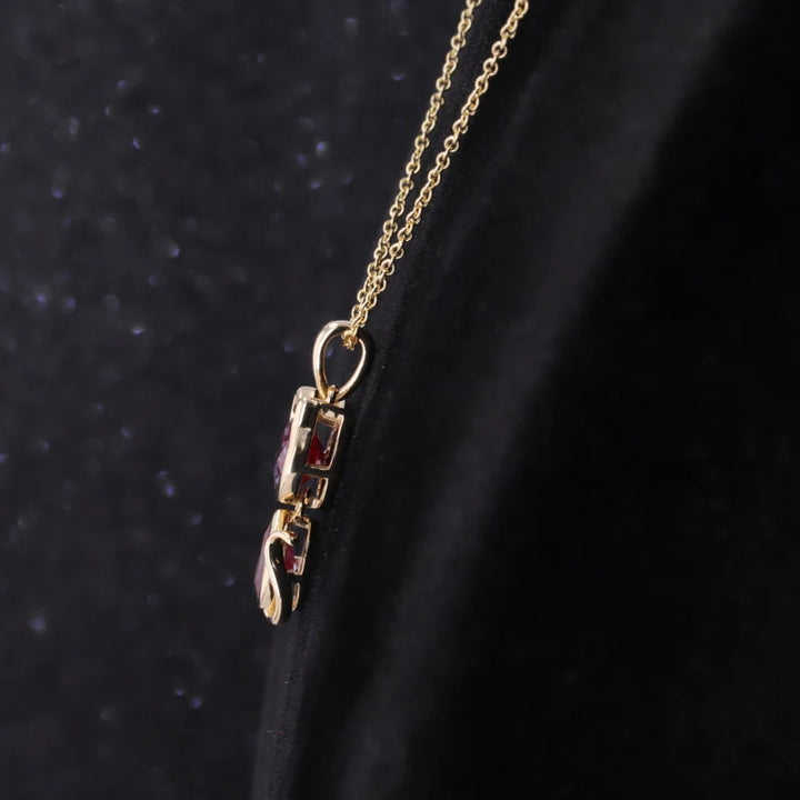 Oval and Pear Alexandrite Cat Pendant/Necklace in 10K Solid Yellow Gold