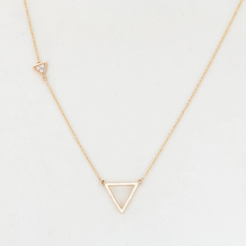 Triangle Pendant with Lab Grown Diamond Accent Necklace in 14K Yellow Gold