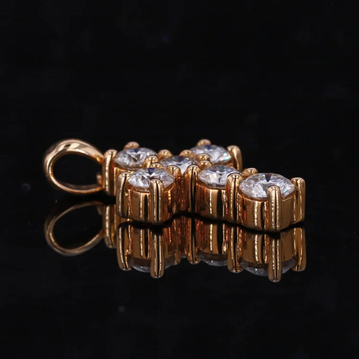 Cross Moissanite Pendant in 14K Solid Rose Gold