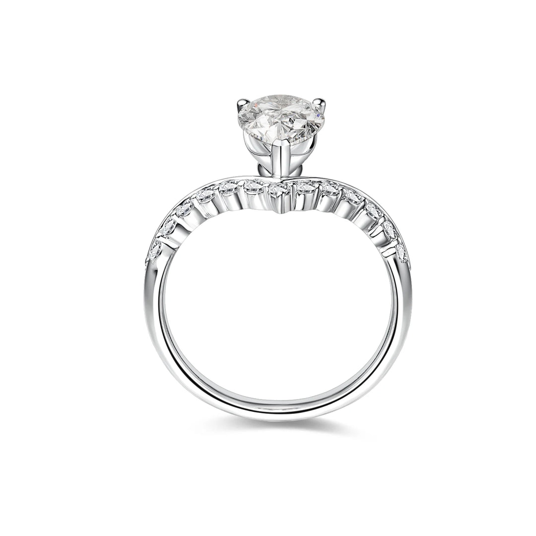 2.00ct Pear Lab-Grown Diamond Solitaire Ring with Floating Setting and Pavé Band in White Gold