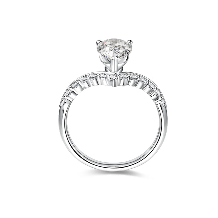 2.00ct Pear Lab-Grown Diamond Solitaire Ring with Floating Setting and Pavé Band in White Gold